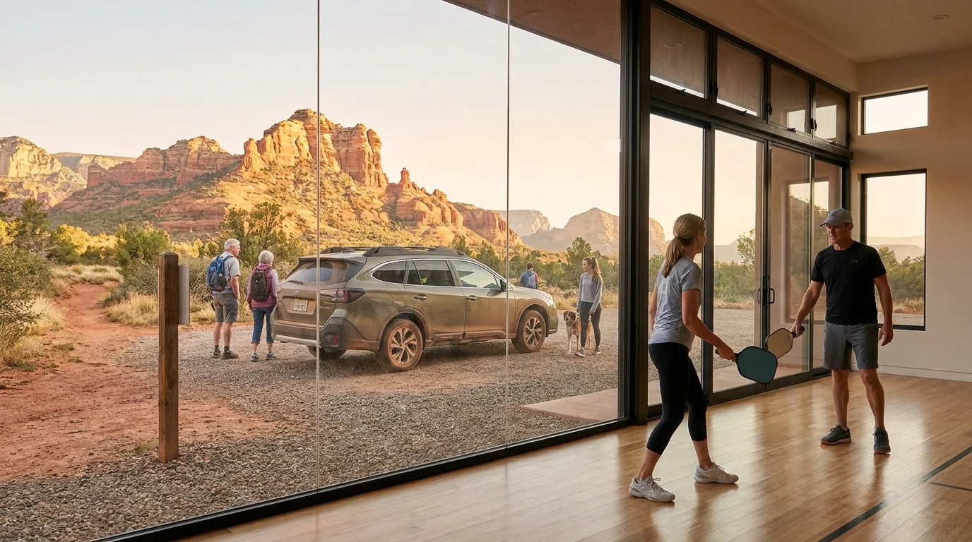 A car parked at a Sedona trailhead