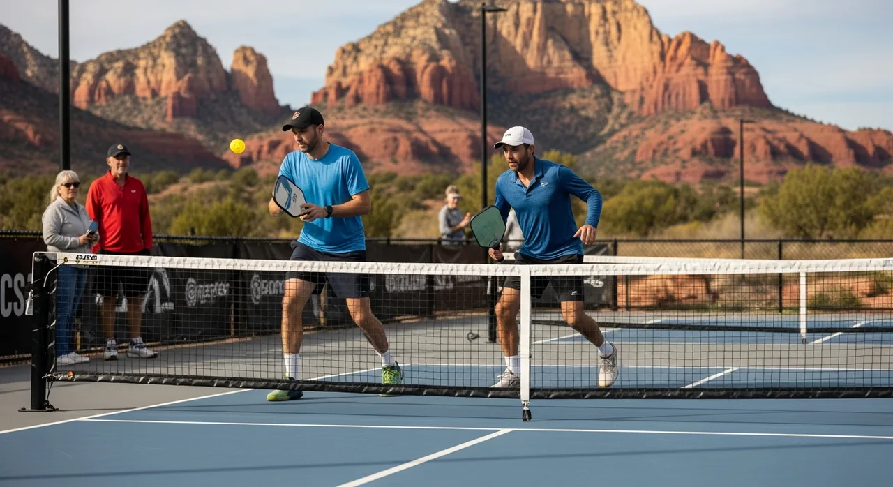 Two players running a cross-court drill indoors