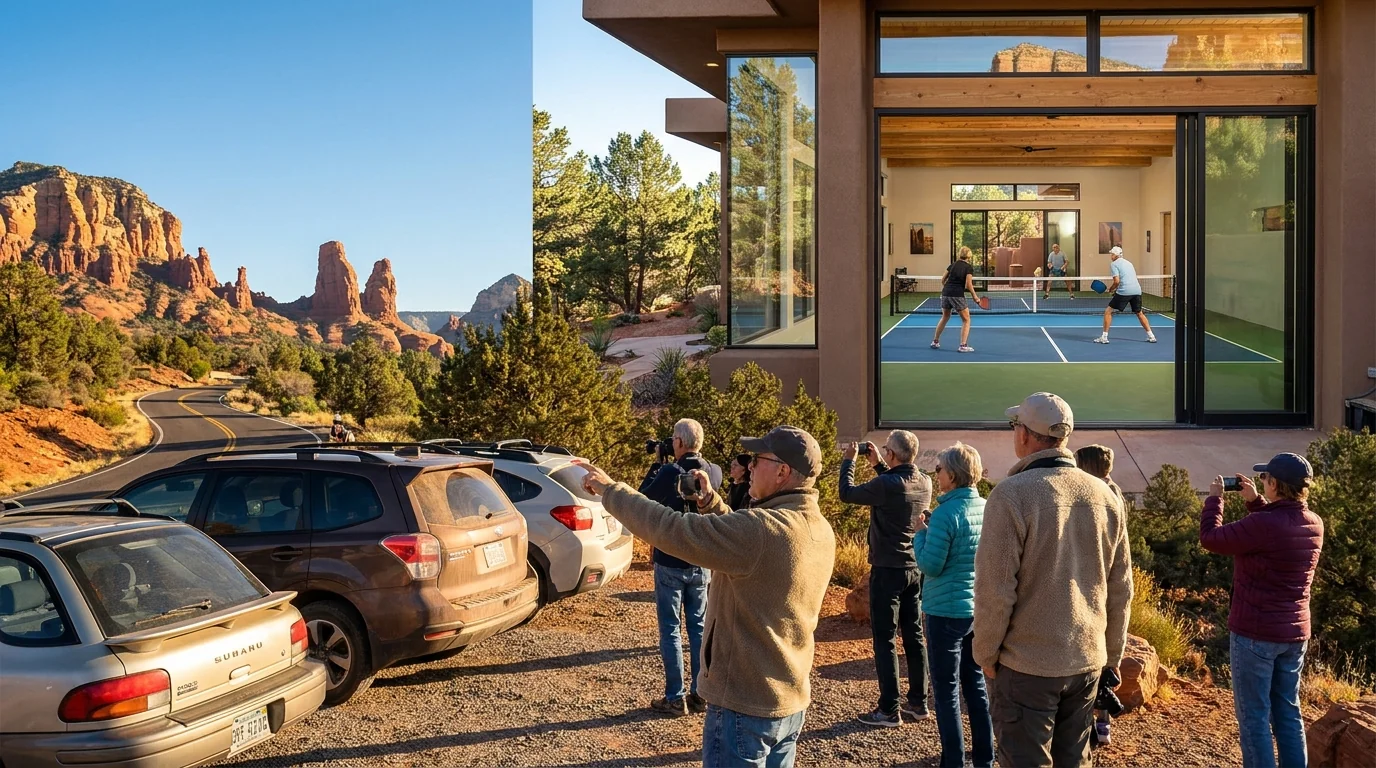 A roadside pullout along Sedona's red-rock scenic byway