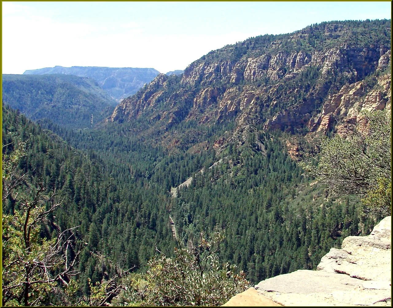 The winding Highway 89A switchbacks climbing out of Oak Creek Canyon between Sedona and Flagstaff