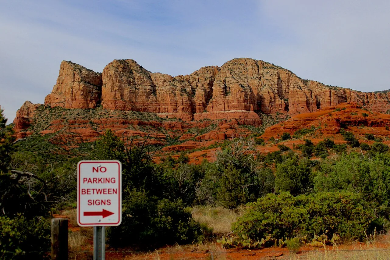 The Cathedral Rock trailhead area in Sedona, a popular shuttle-served stop