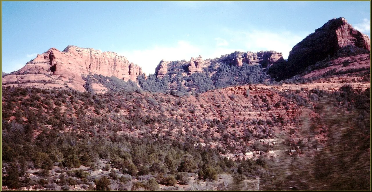Panoramic view from Wilson Mountain over Oak Creek Canyon and the red rocks near Sedona