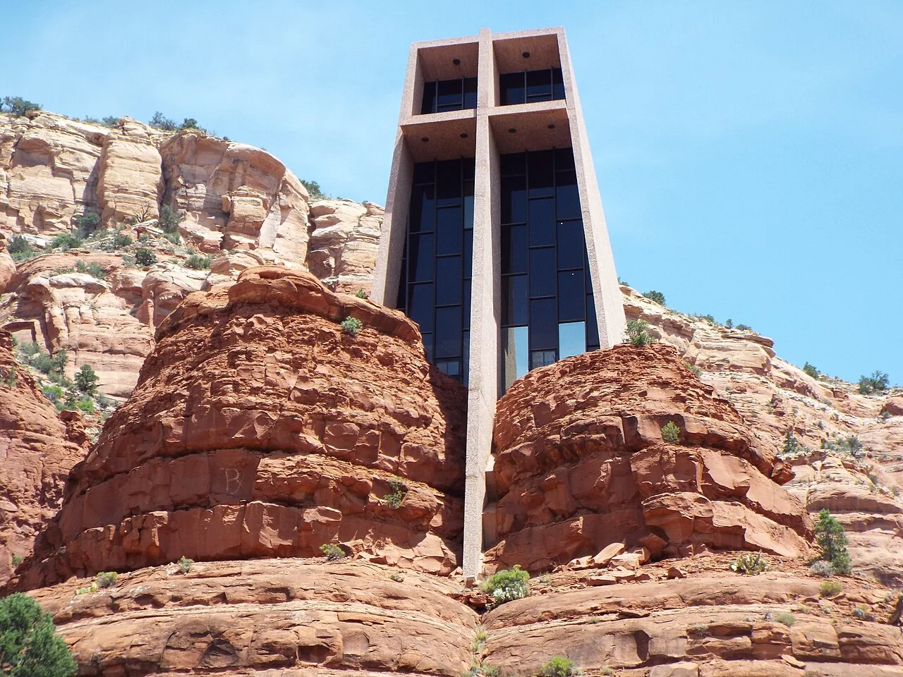 The Chapel of the Holy Cross built into a red rock spur near SR 179 in Sedona