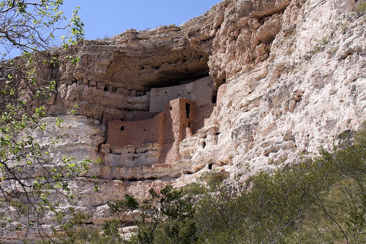 Montezuma Castle cliff dwelling built into a limestone cliff in the Verde Valley