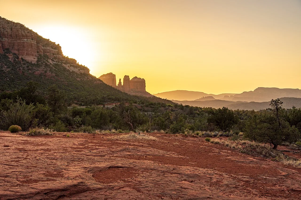 View from Airport Mesa over Sedona's red rock formations at the vortex overlook