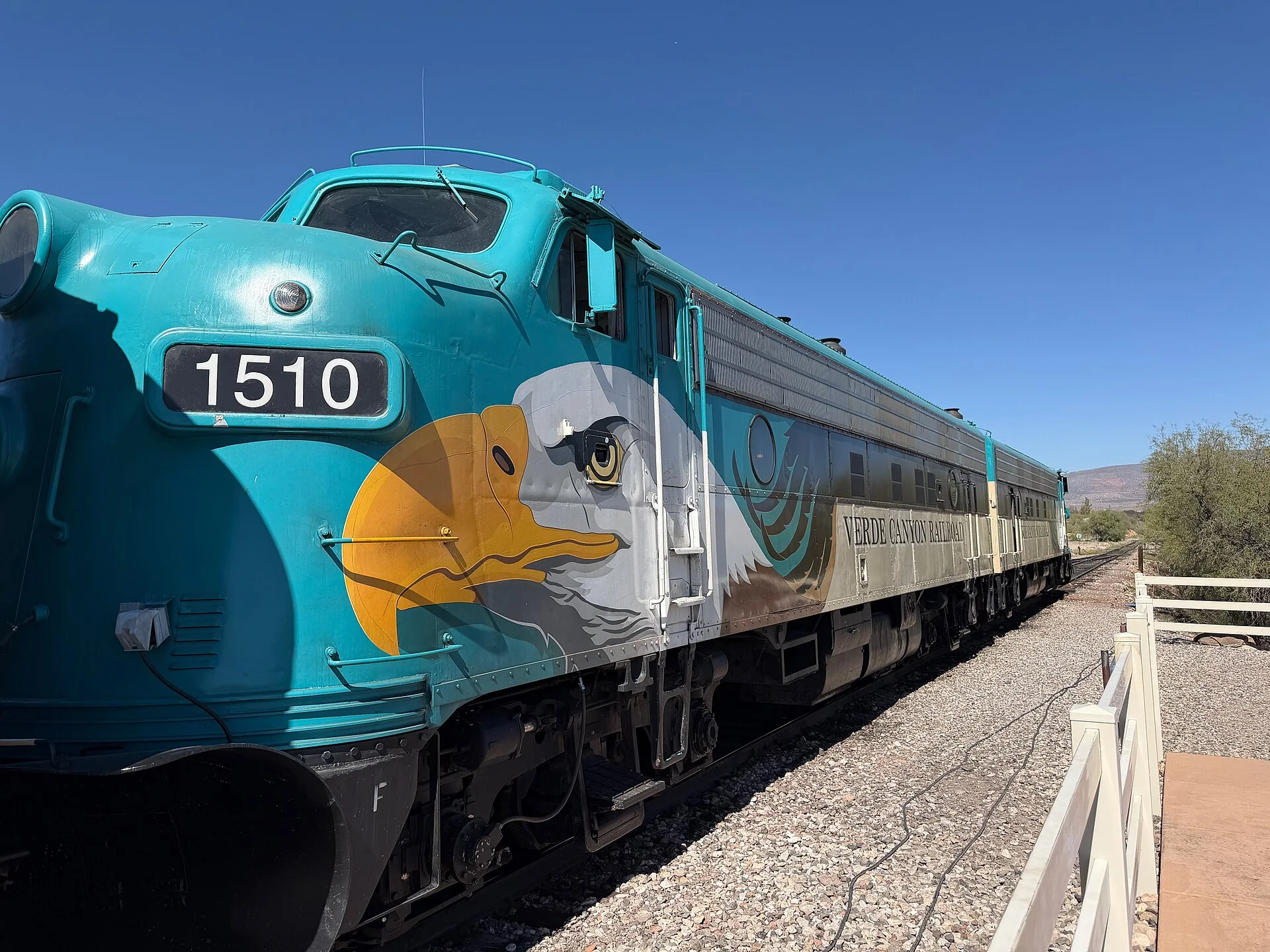 Verde Canyon Railroad locomotive 1510 at the Clarkdale depot