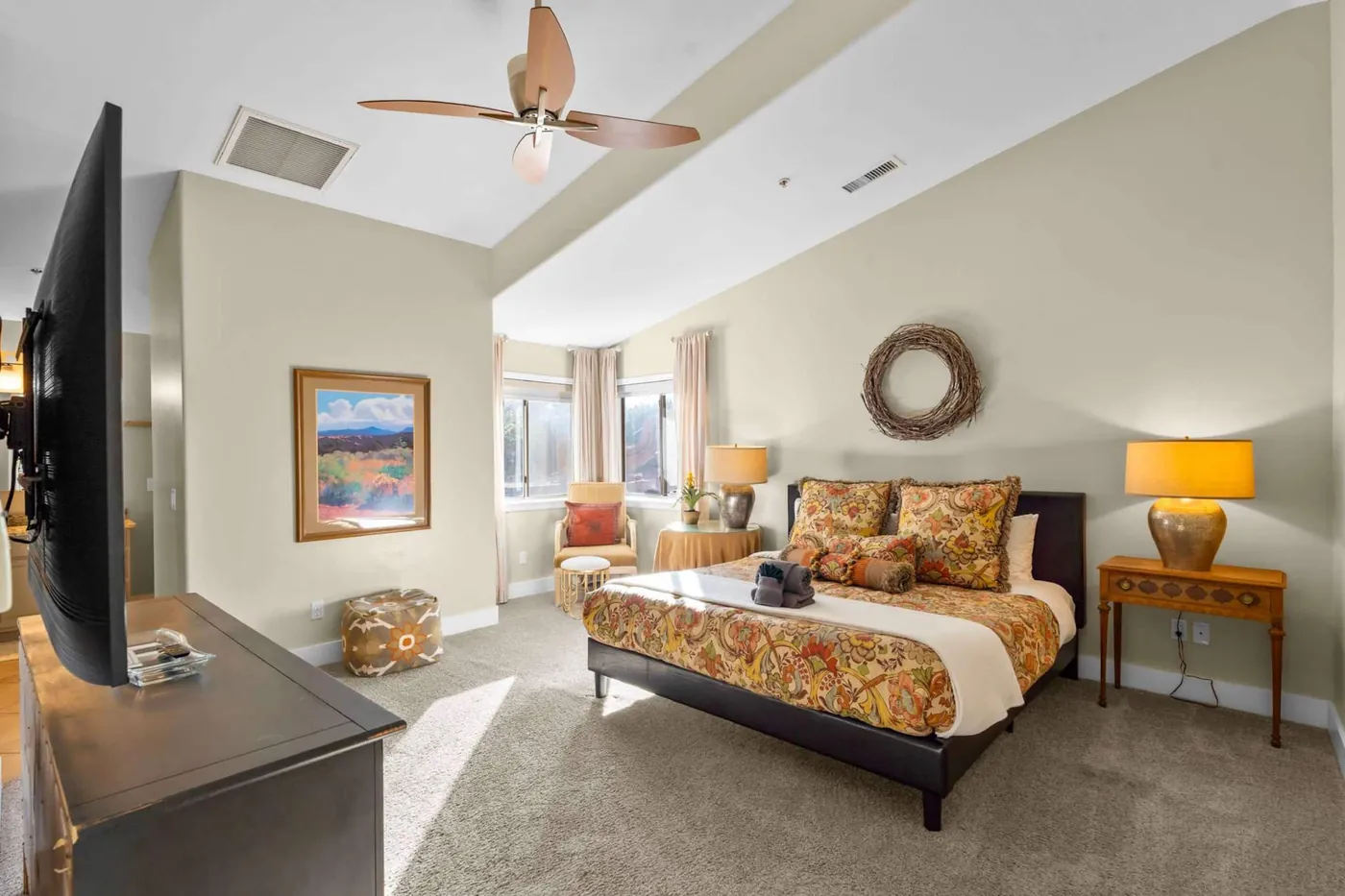 Bedroom with soft lighting