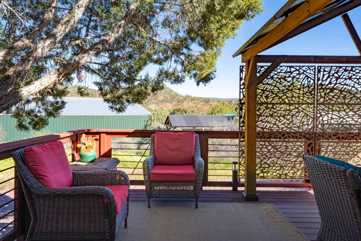 Covered deck with lounge seating