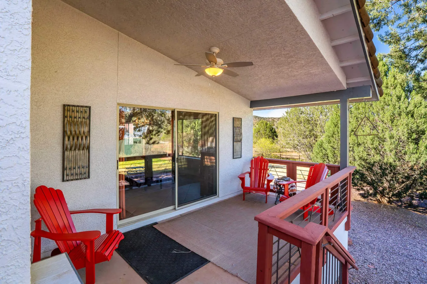 Covered deck lounge seating