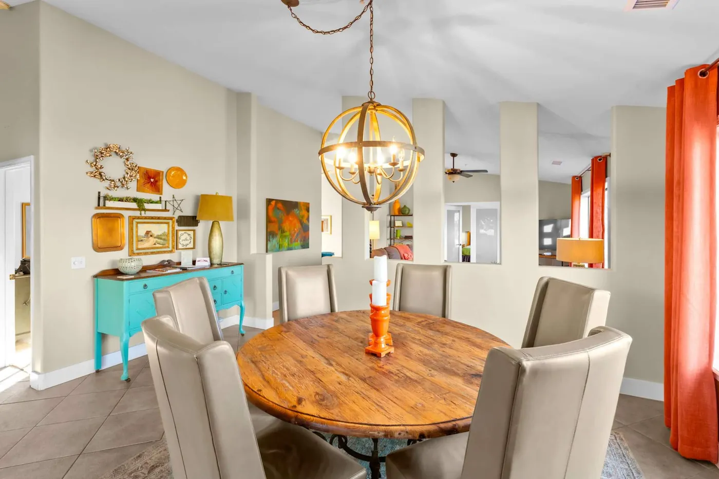 Dining area with seating for the group