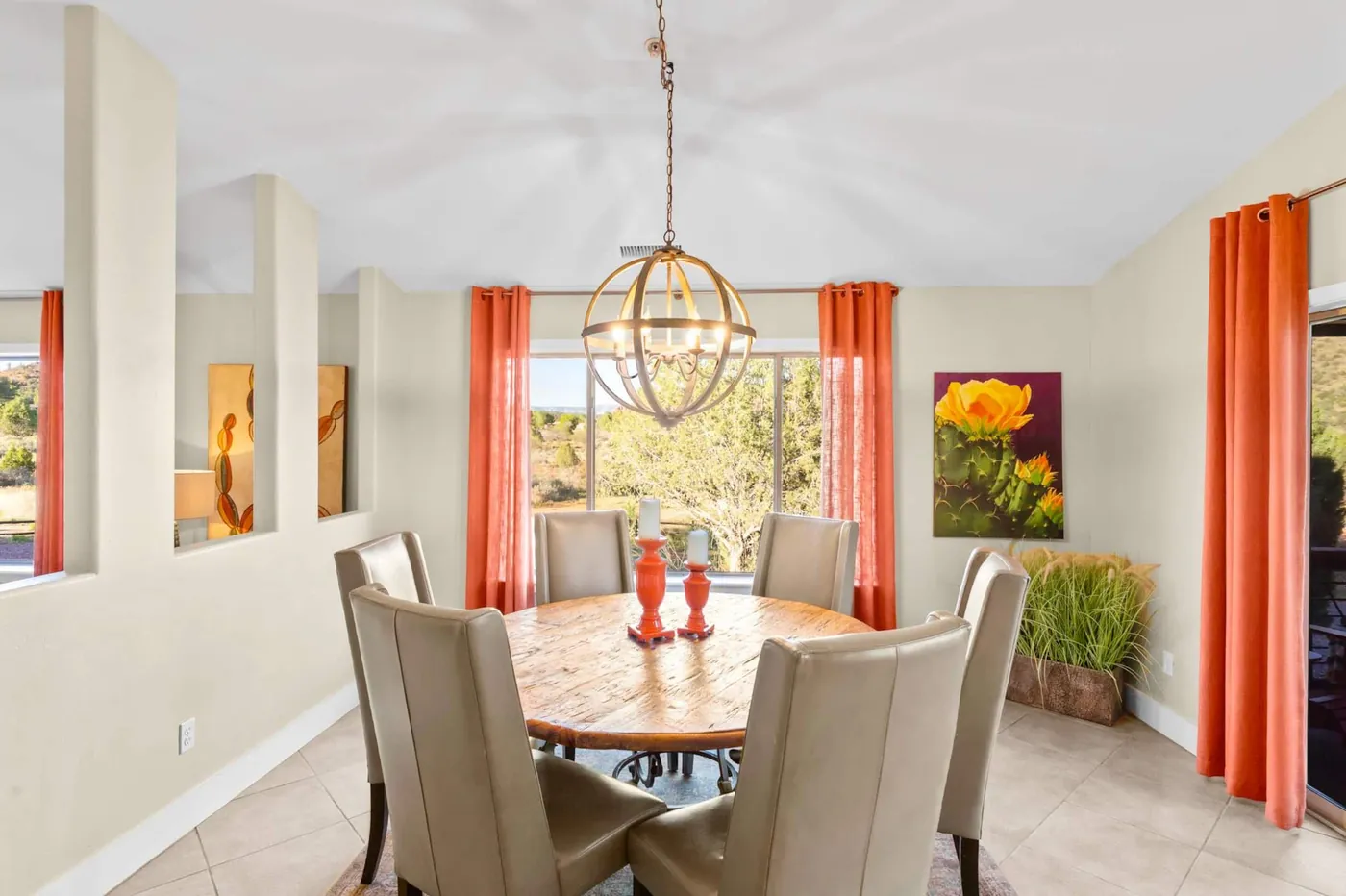 Indoor dining table that seats the group