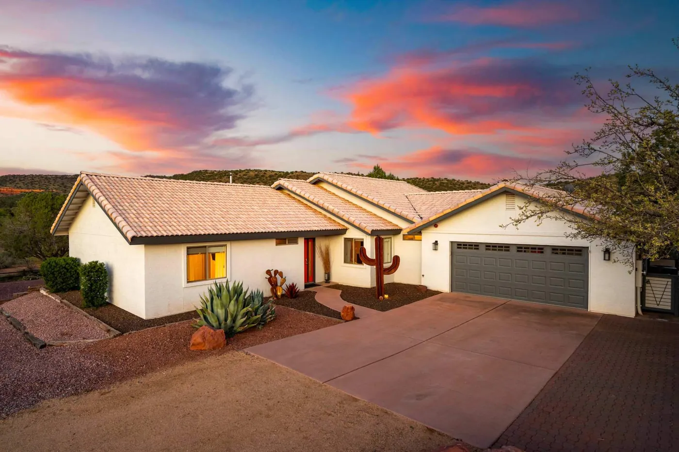 Exterior of the home at twilight