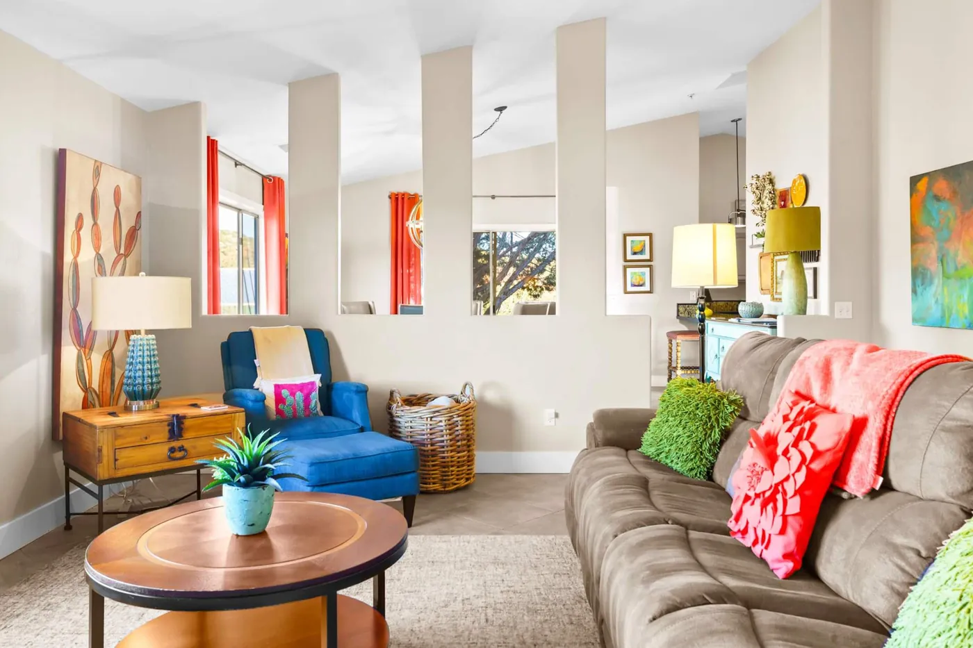 Open great room with seating