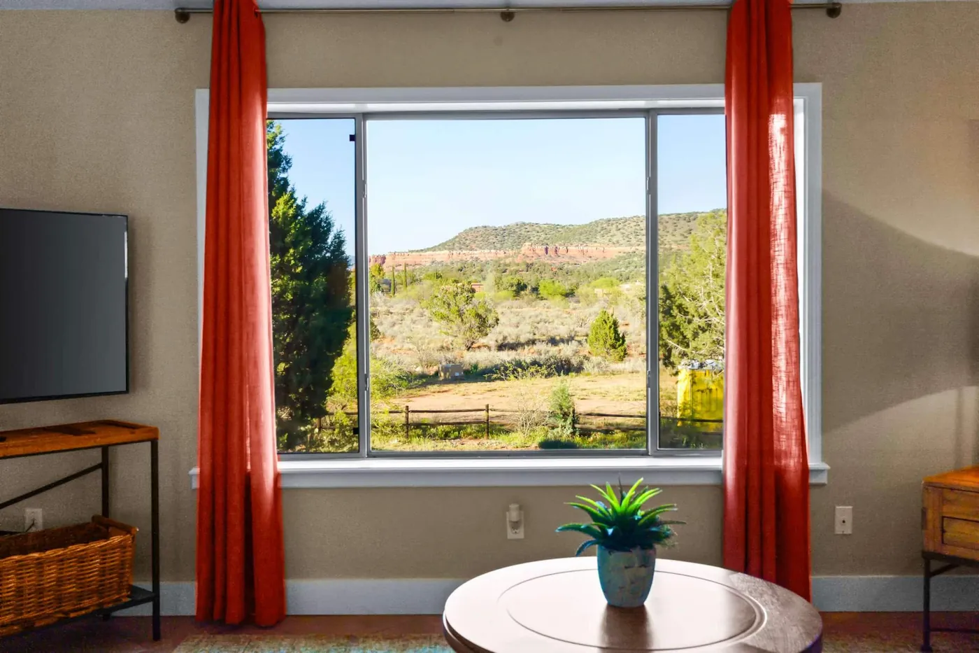 Living room window looking out over the West Sedona high desert